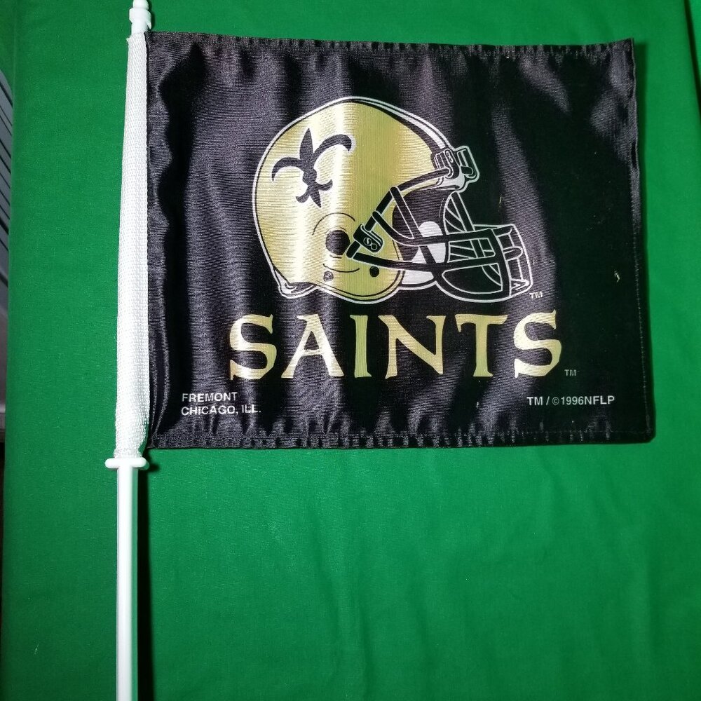 Vintage 1996 NFLPA New Orleans Saints Double Sided Team Logo Car Flag